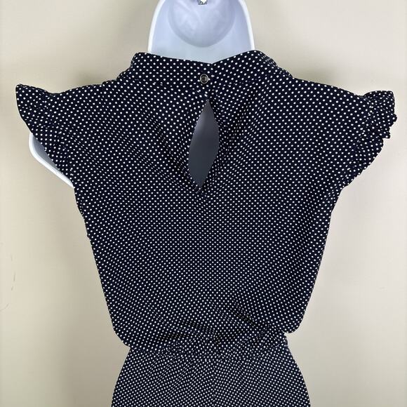 Adrianna Pappell Polka Dot Wide Leg Ruffle Neck Jumpsuit Small - Picture 5 of 15